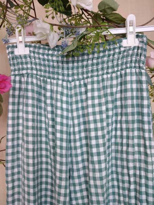 pantalón vichy con cintura fruncida