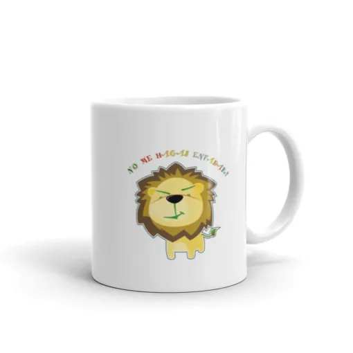 Taza blanca brillante León