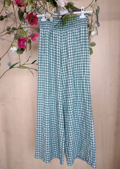 Pantalón vichy largo y talle alto