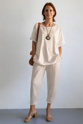 Blusa lisa de lino