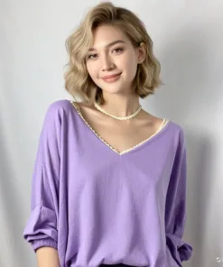 Jersey de cuello redondo de algodon modelo