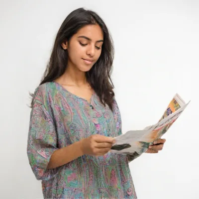 Vestido estampado de seda