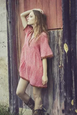 Vestido estampado rosa