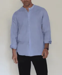 Camisa de Lino de Verano Azul